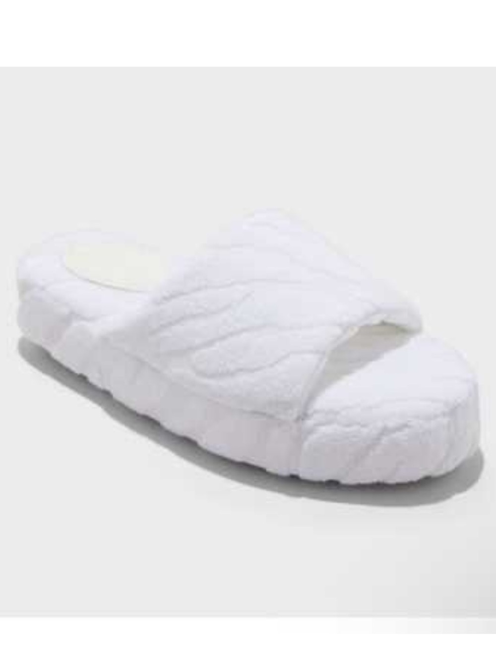 Auden White Quilted Terry Slide Slippers Women’s Size 7/8